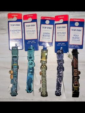TOP-PAW X-SMALL Dog Collars (8-12 inch) - Lot of 5